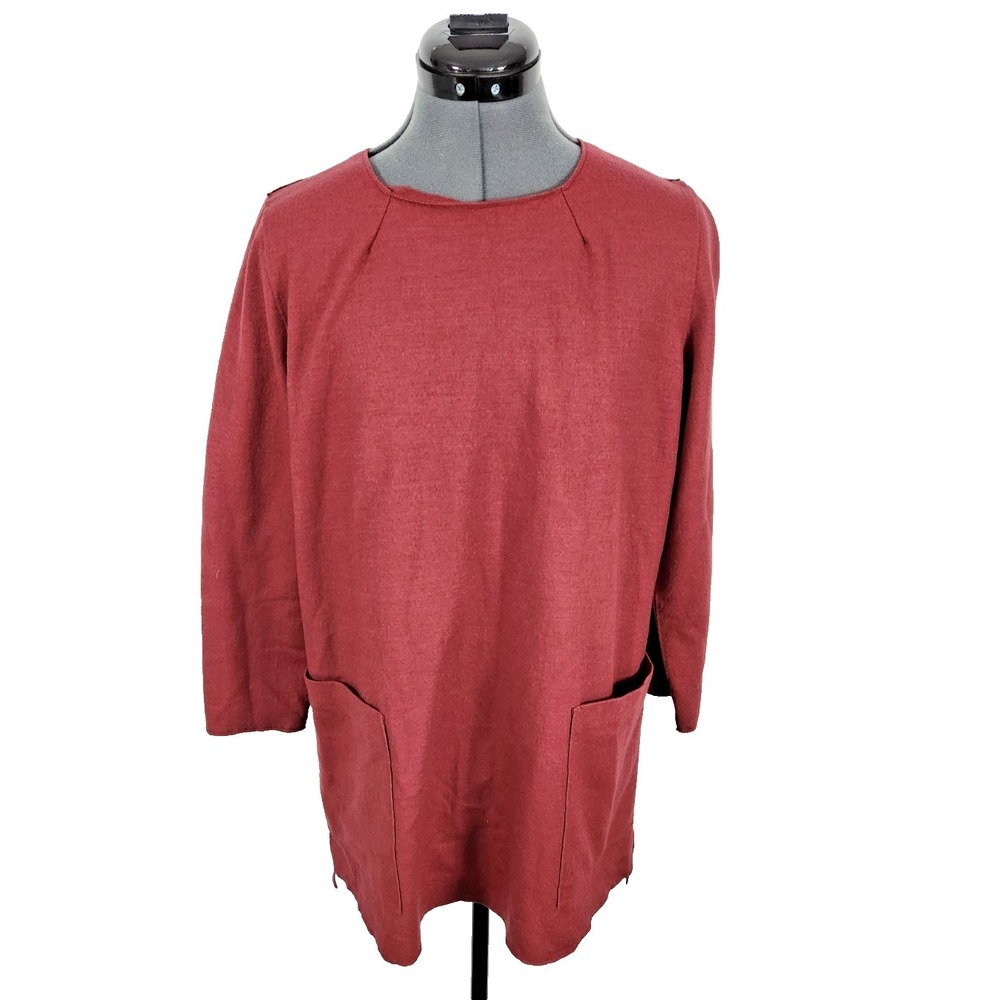 Eileen Fisher Boxy Boiled Wool Patch‎ Pocket Tunic Jersey Size S